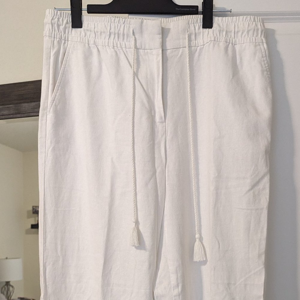 White Linen Drawstring Pants